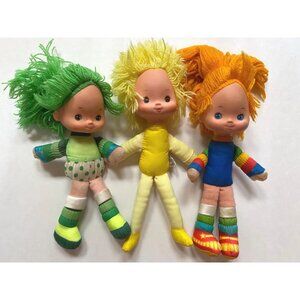 1983 Rainbow Brite Color Kids Dolls Patty O Green Canary Yellow Set of Three